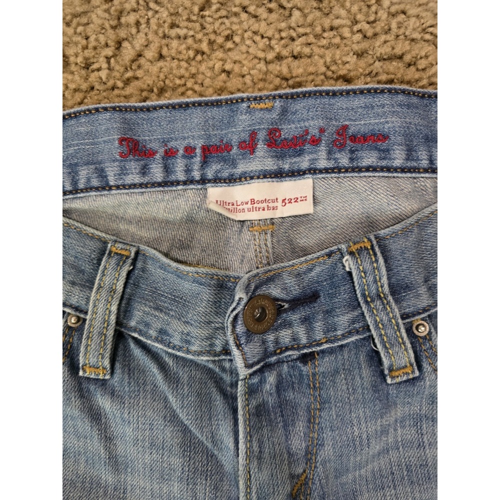 Y2K Women's Levi's 522 Ultra Low Rise Bootcut Denim Jeans Size 6M Medium Wash - Picture 9 of 10